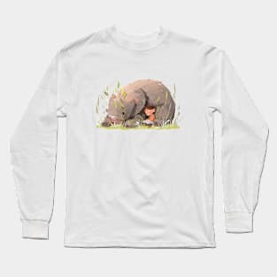 Adorable Grizzly Bear Animal Loving Cuddle Embrace Children Kid Tenderness Long Sleeve T-Shirt